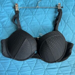 Victoria's Secret Black Push Up Bikini Top with Textured Design